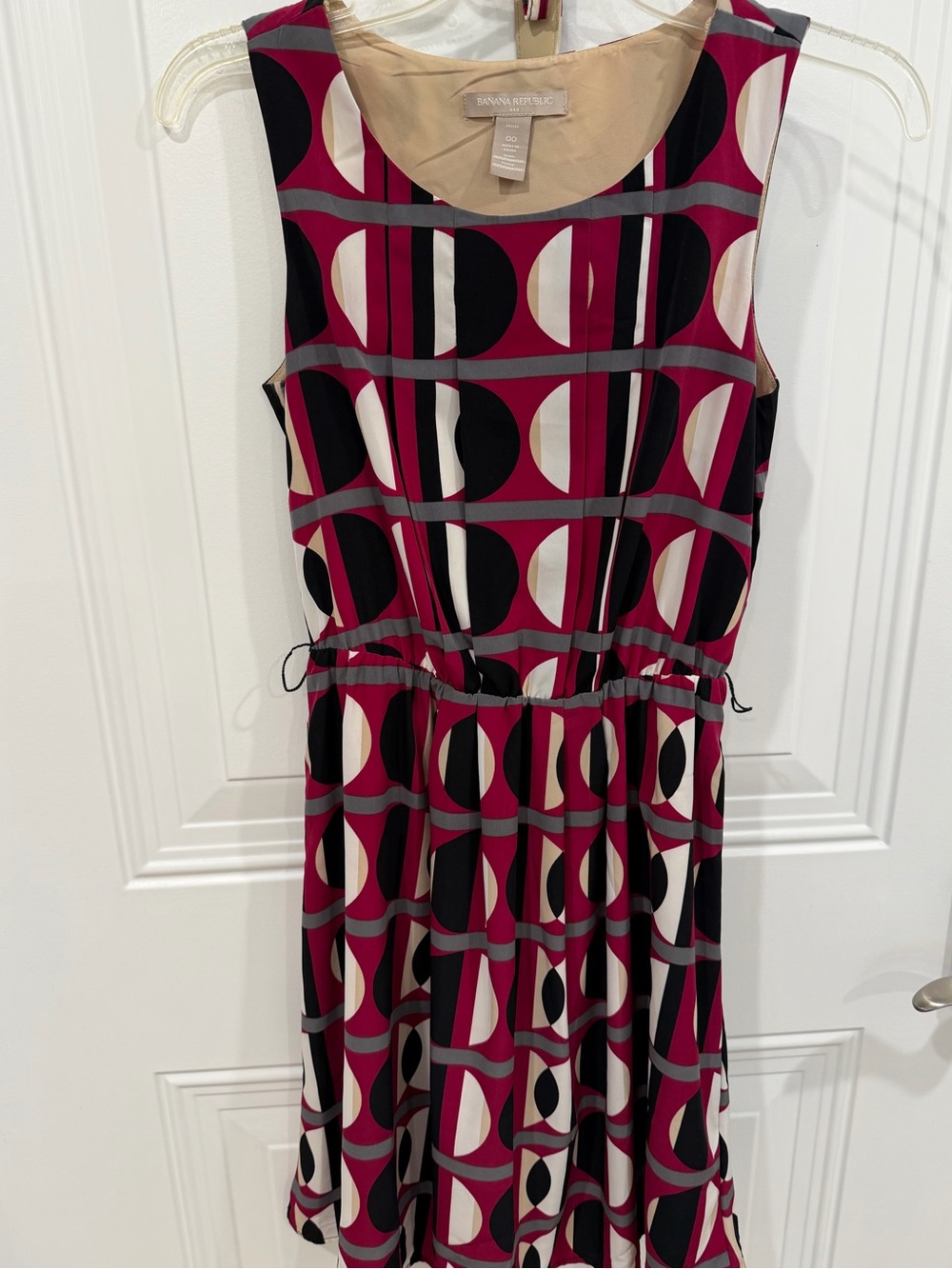 Banana Republic Magenta Geometric Sleeveless Midi Dress